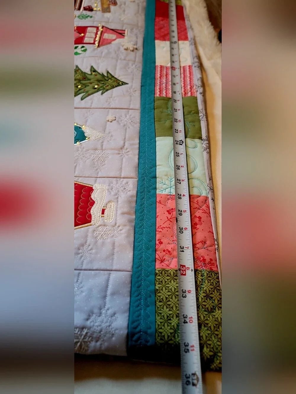 Candy Cane Lane Bench Kimberbell Pillow Cover Machine Appliqued Fairy Lights